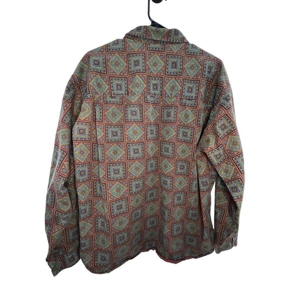 Claiborne Square Patterned Button Up Long Sleeve Top - Picture 4 of 4